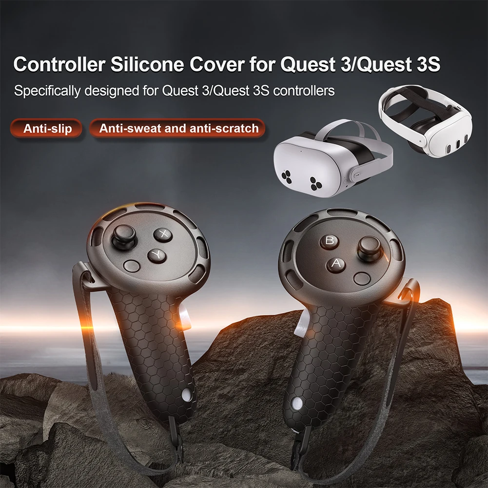 VR Protective Cover For Meta Quest 3S/Quest 3 Silicone Cover Controller Protector Controllers Protector Controller Grip Cover