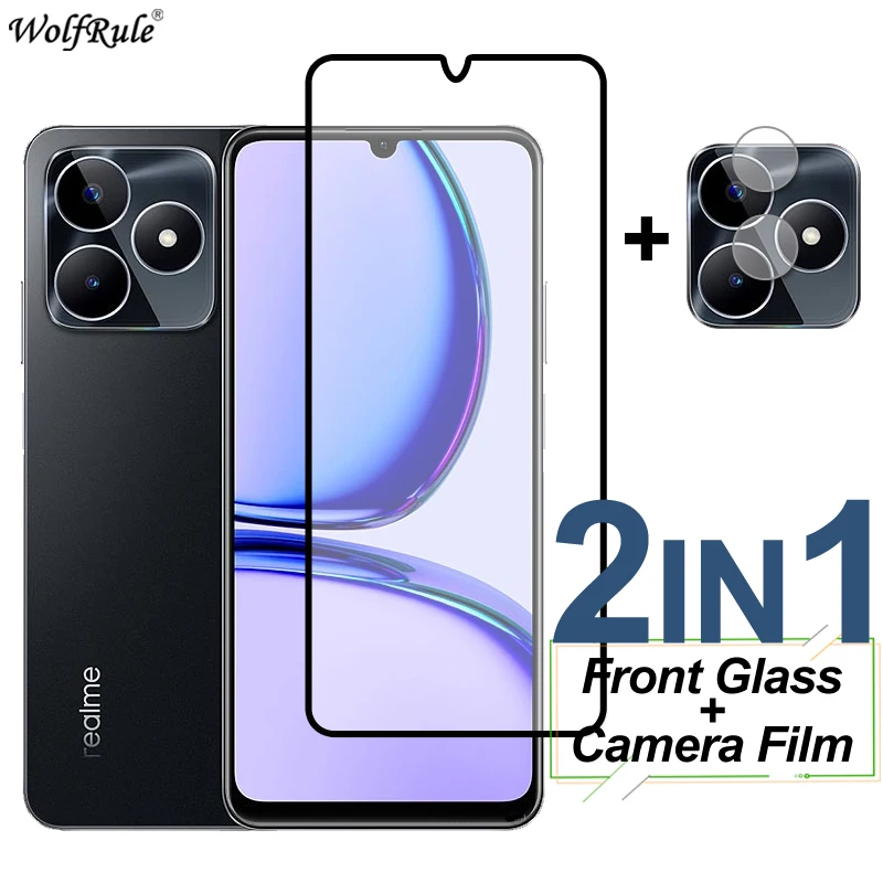 Cubierta completa de vidrio templado para Realme, Protector de pantalla, película protectora de lente de cámara de teléfono, Realme, C53, C55, C33, C31, C35
