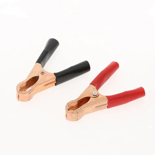 50A 80mm Cocodrilo Coche Motocicleta Caravana Cable de prueba de batería D Clip de aislamiento Rojo + Negro - imagen 3