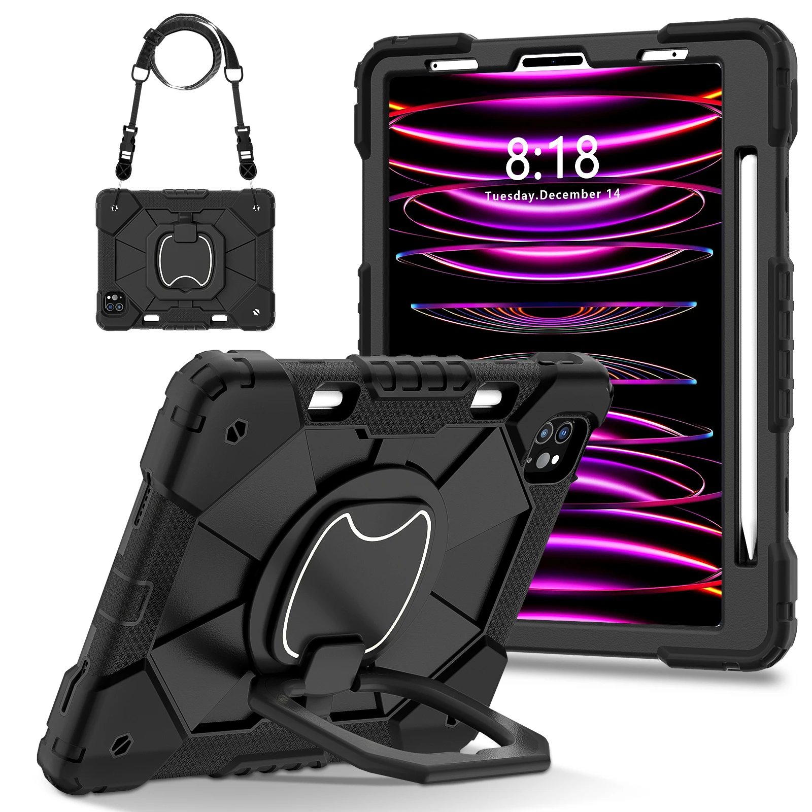 Funda con mango giratorio para iPad Pro 11 1a 2.a 3a 4a generación. 2018-2022 Air 4 5 10,9 2020 2022 Correa de hombro resistente