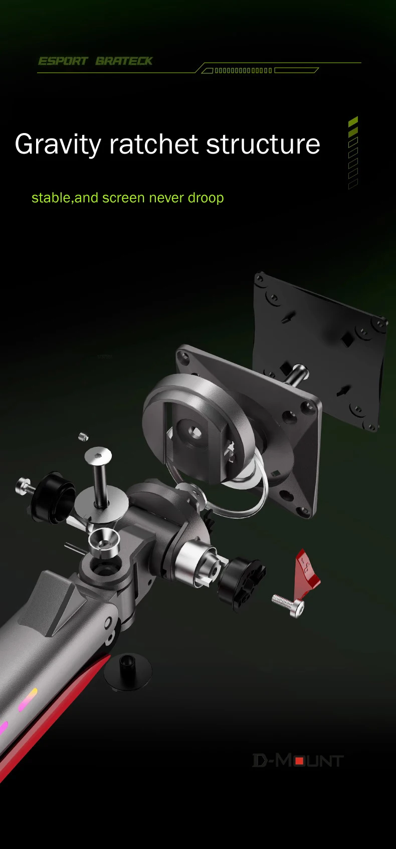 NB aluminio L50 G60 resorte mecánico 32 "-60" 55 "alto arco plano Monitor de juego soporte de escritorio 360 rotación 2-20kg - imagen 4