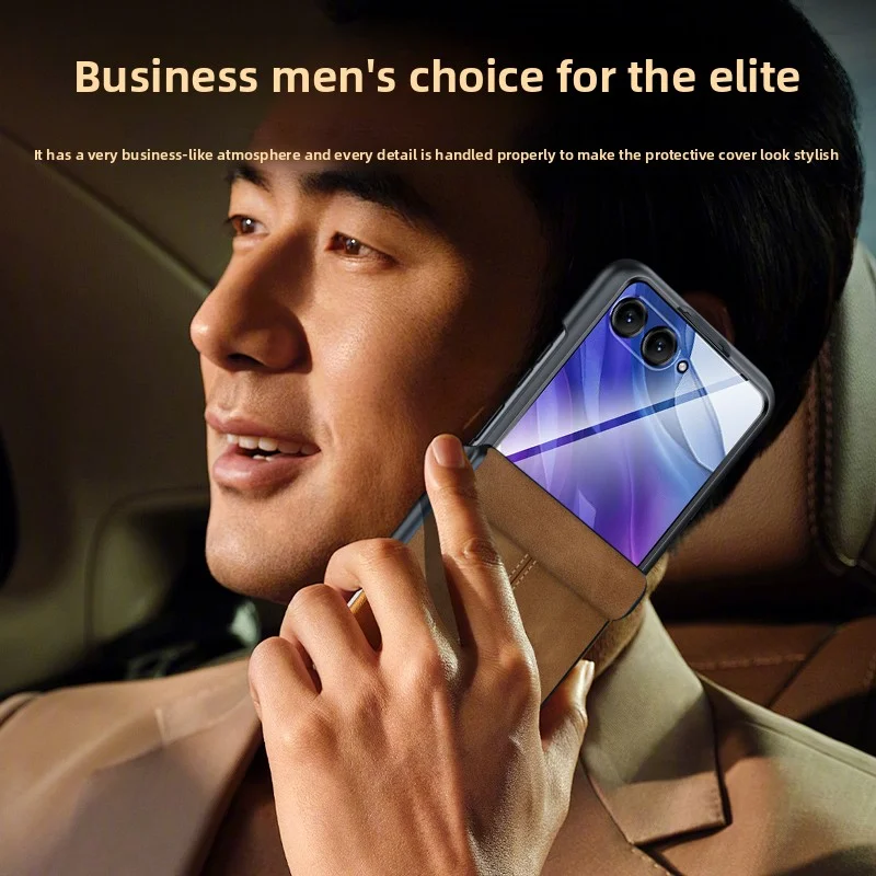 Para Motorola Razr 60 Ultra funda de lujo de cuero PU película protectora trasera funda para Moto Razr 60 50 Ultra carcasa de teléfono - imagen 2