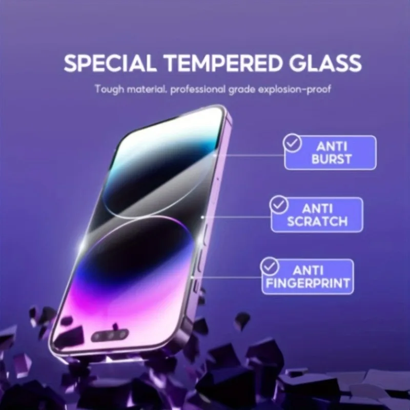Protector de pantalla de vidrio templado HD para iPhone 11, 12, 13, 14, 15 16 Pro Max 7 8 Plus XR XS Max, película de vidrio resistente a los arañazos, 2 uds. - imagen 2