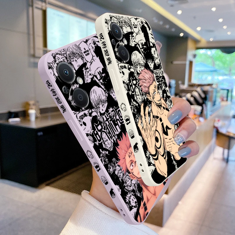 Jujutsu Kaisen Yuji Sukuna funda de teléfono para OPPO Find X5 X3 X2 Lite Pro Neo A5 A53 A94 4G 5G cubierta suave de cuerda izquierda líquida - imagen 3