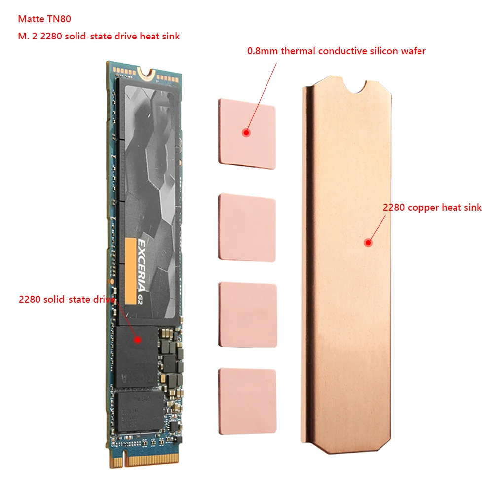 Disipador de calor M.2 SSD, radiador de disco de estado sólido con almohadilla de silicona térmica para NVME M2 NGFF M.2 2242 2280 PCIe SSD - imagen 5