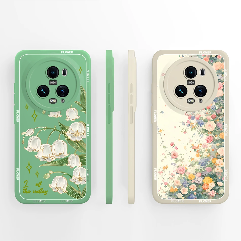Funda de teléfono para Honor Magic 5 Pro, Funda trasera con flores pintadas, Funda de protección completa para Honor Magic5 Pro, Capa de silicona líquida suave - imagen 2