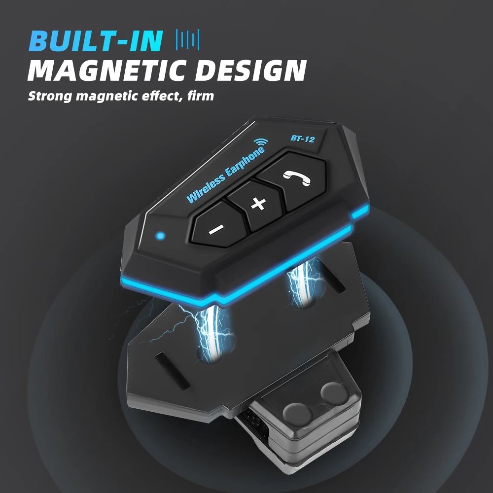 BT12-auriculares para casco de motocicleta, Kit de llamada con manos libres, estéreo, antiinterferencias, reproductor de música resistente al agua, altavoz, auricular inalámbrico - imagen 3