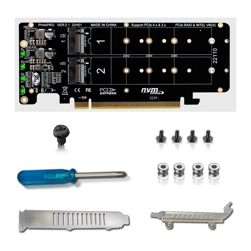 Adaptador PCIe x16 4.0 para SSD NVMe M.2 RAID cuatro puertos - imagen 2