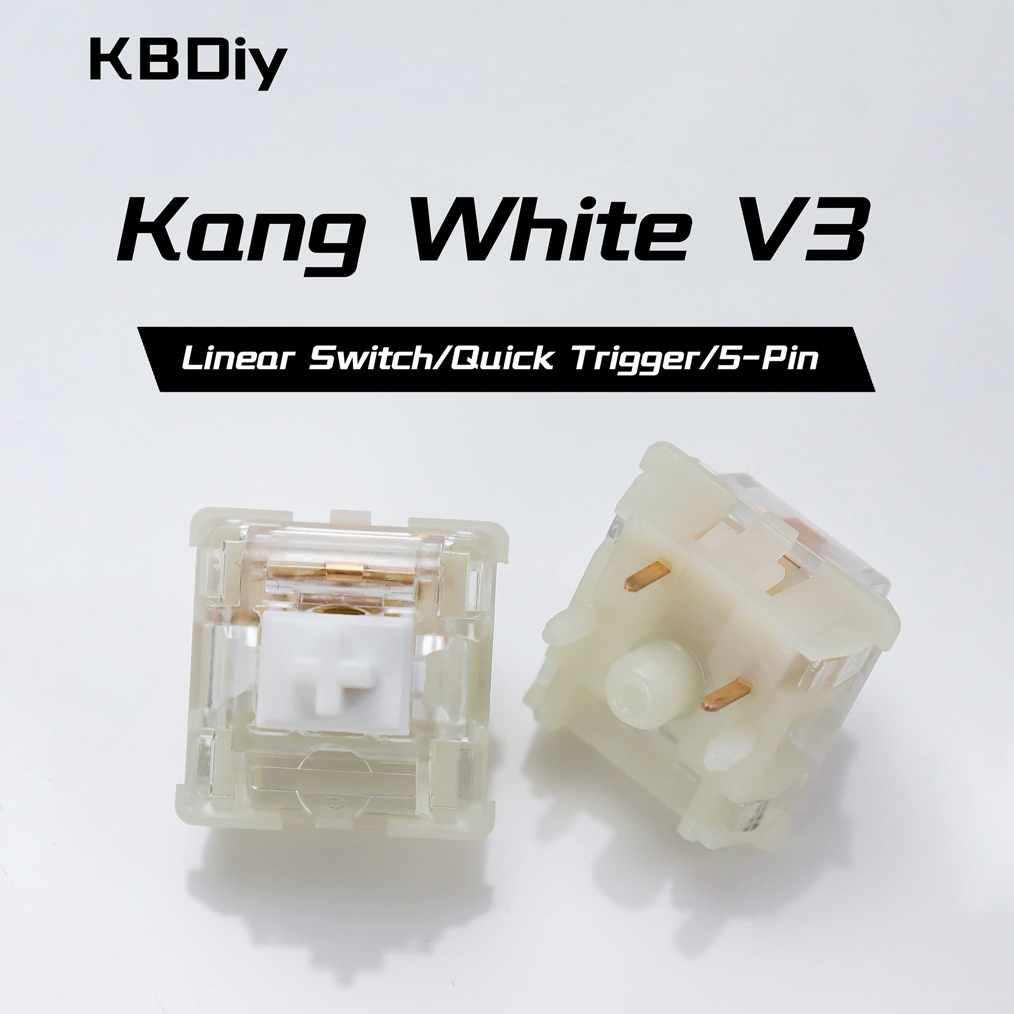 KBDiy Kang-teclado con interruptor blanco V3, interruptores lineales cremosos de 5 pines 50gf para teclado mecánico personalizado DIY 60 para juegos Aula F75 F87