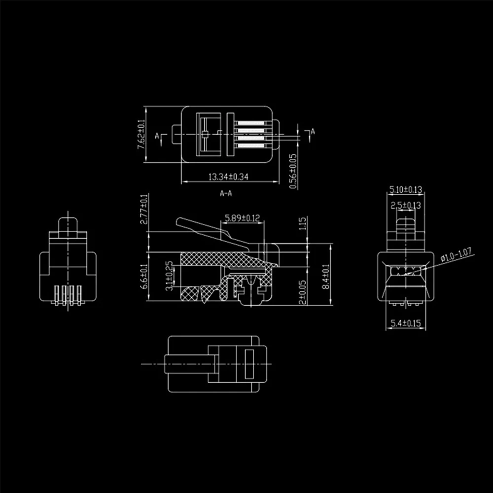COMNEN RJ9 conector de teléfono Modular 4P4C RJ9 conector de teléfono 26AWG cables telefónicos para teléfono cable de auricular máquina POS - imagen 3