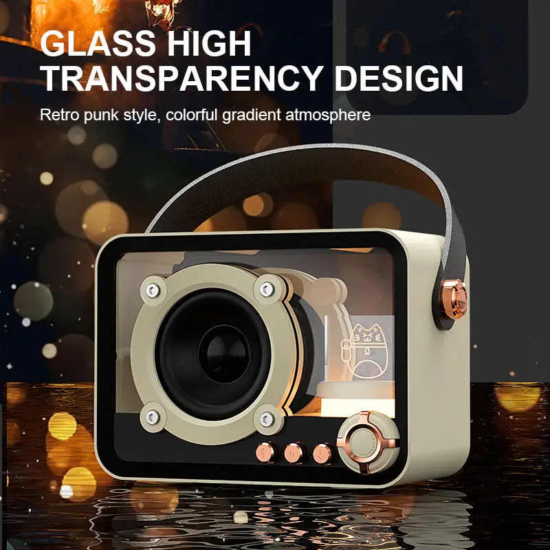 Nuevo Producto, Altavoz Bluetooth inalámbrico portátil transparente, estilo Mecha, barra de luz ambiental RGB minimalista, sonido estéreo Hi-Fi Glas - imagen 3