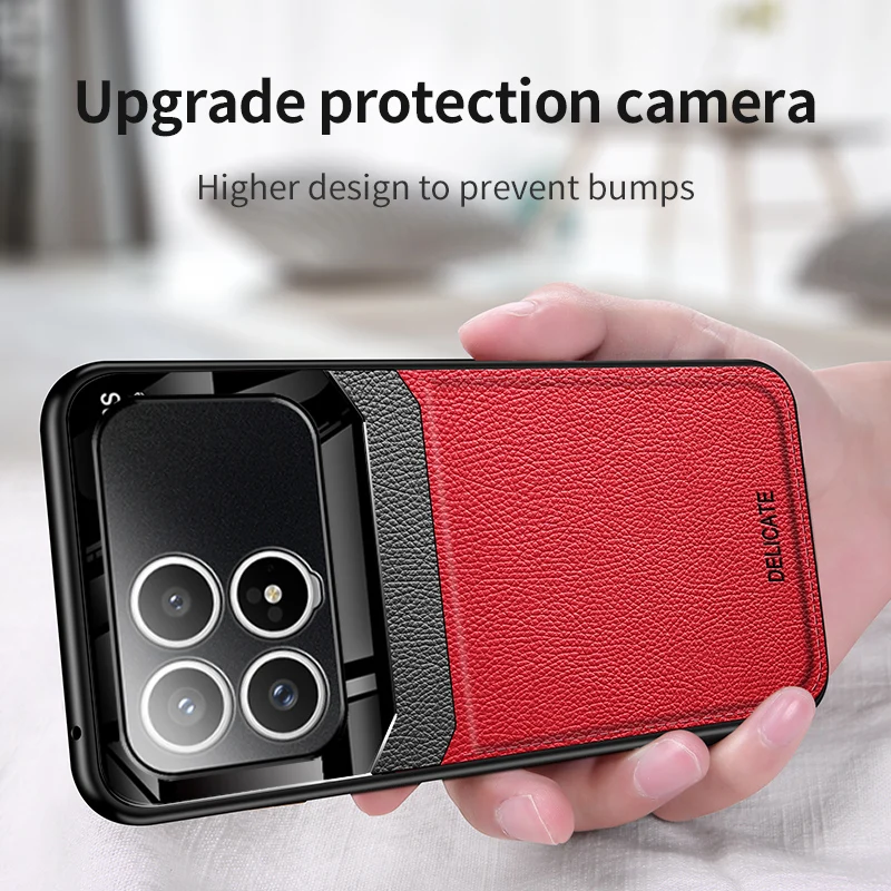 Funda de cuero para POCO F8 Ultra F8 F7 Pro, funda suave mate a prueba de golpes, antideslizante, bloque de Color, carcasa protectora para cámara, Fundas para teléfono - imagen 4