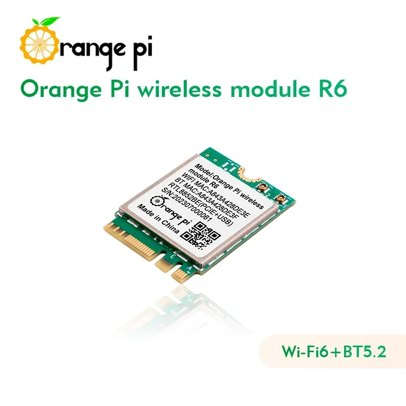 Módulo WiFi Orange Pi R6 para placa OPi 5 Plus 2,4G/5G Wi-Fi6 de doble banda + BT5.2 con módulo inalámbrico de interfaz de llave electrónica PCIE M.2 - imagen 2