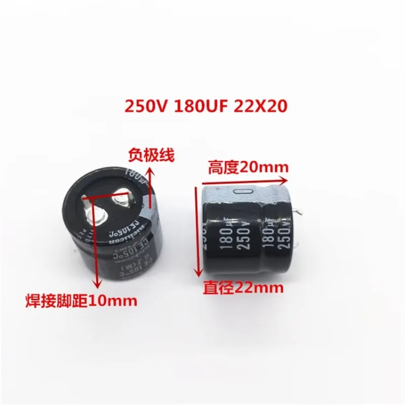 2 uds/10 Uds 180uf 250v Nichicon GJ 22x20mm 250V180uF condensador de fuente de alimentación a presión - imagen 3
