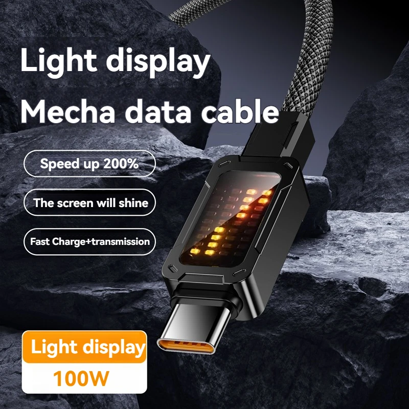 Nuevo Cable de carga rápida tipo C a C con pantalla Digital LED de 100W para Samsung Xiaomi Redmi Huawei Cable de datos de carga rápida USB C - imagen 3