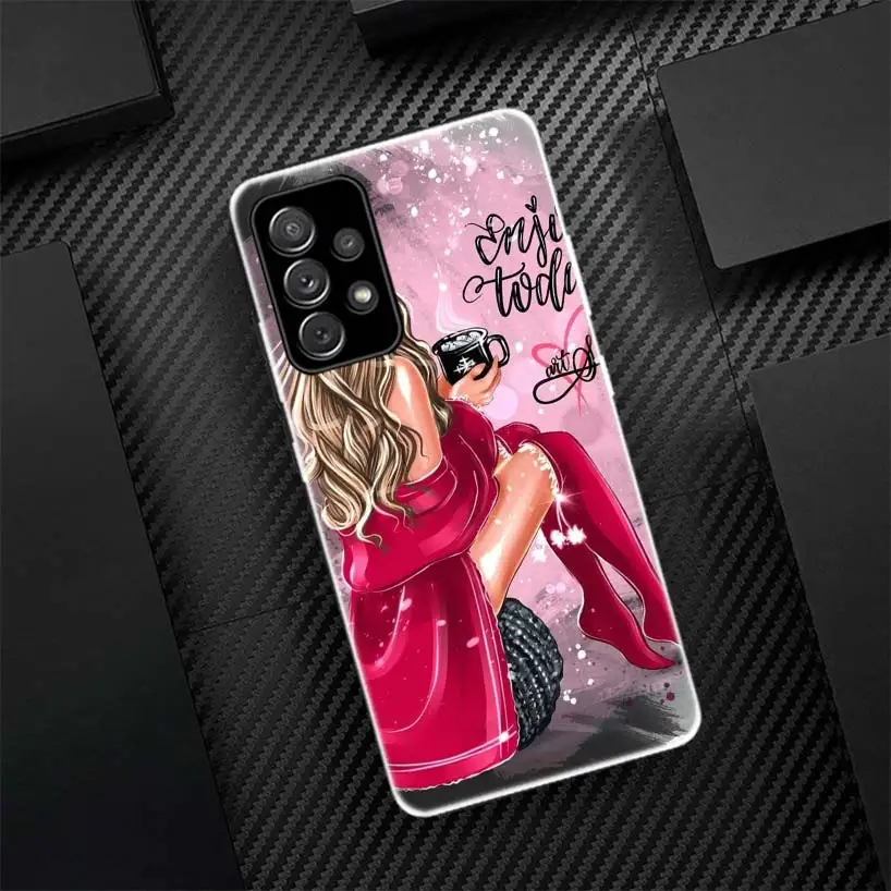 Funda de teléfono con llamada de silicona para niñas, arte navideño, café, para Samsung Galaxy A52 A51 A50S A42 A32 A22 A12 A02S A30S A20S A10S A41 A31 A - imagen 5