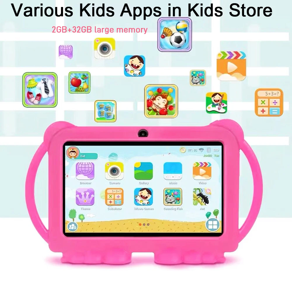 Tableta para niños 2 + 32GB ROM funda a prueba de niños 5G WiFi Google aprendizaje educación juguete tableta Android 12 3000mAh cámara Dual - imagen 4