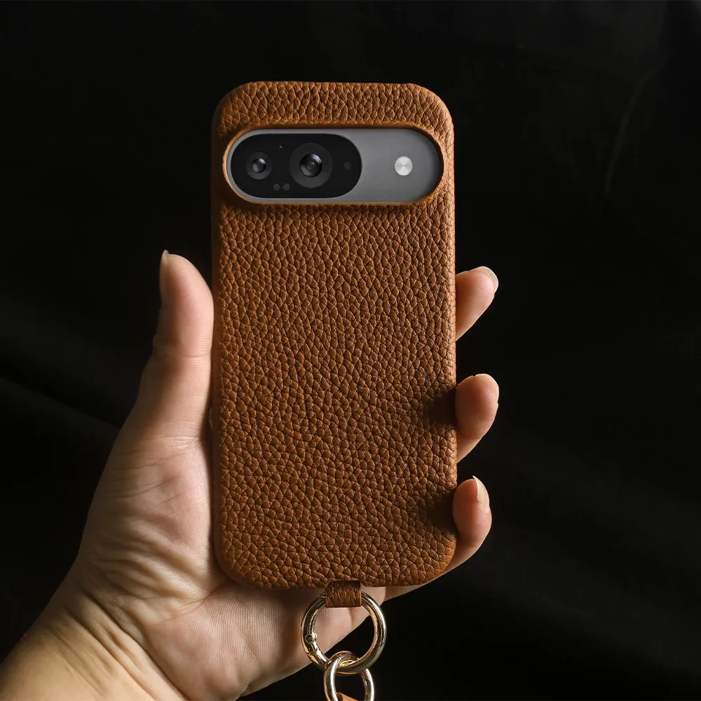 Funda de cuero genuino de piel de vaca de lujo para Google Pixel 9 Pro XL 9Pro pixel9 pixel8 pro correa cruzada cordón funda de teléfono Coque - imagen 5