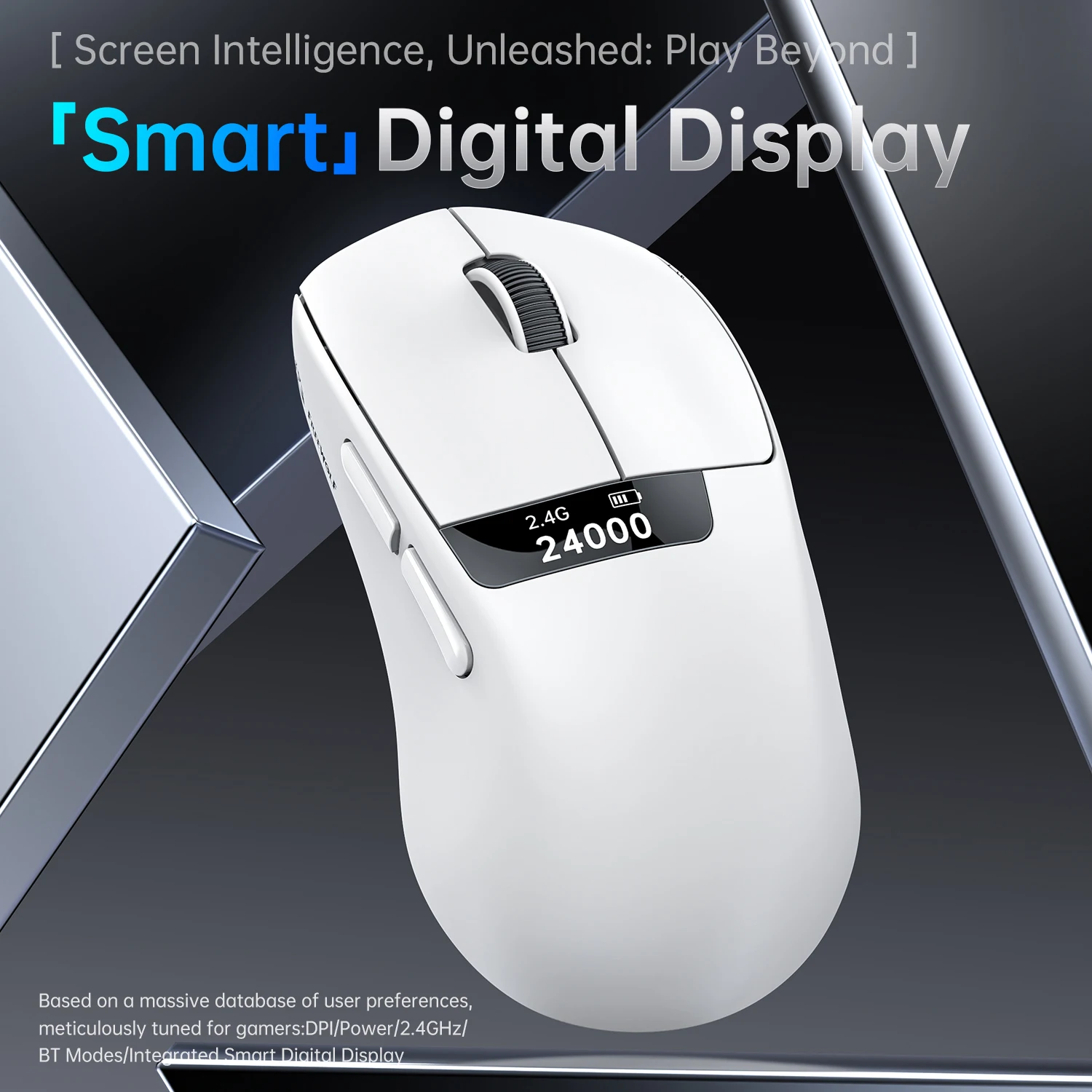 Ratón para juegos PAW3311 inalámbrico 1000Hz con pantalla, ratón para juegos con base de carga magnética FREEWOLF A7 24000DPI RGB para PC y portátiles - imagen 3