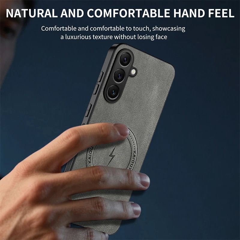 Funda para Samsung A56 A55 A54 A36 A06 4G 5G patrón de rayo Nappa cubierta de protección de cámara de cuero magnético para Samsung A56 - imagen 5