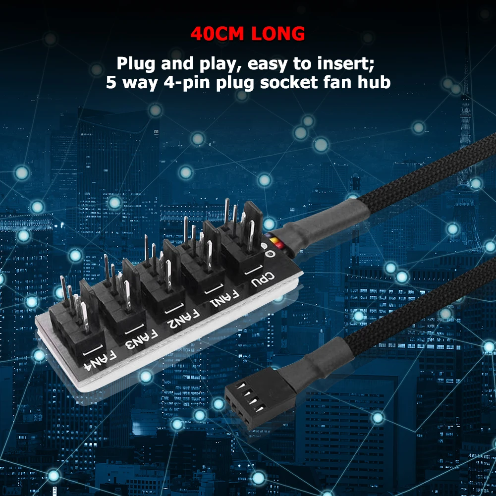 Adaptador de Cable de extensión de potencia, controlador de 40cm, 1 a 5, 4 pines Molex TX4 PWM, ventilador, concentrador de CPU, divisor, caja de PC, refrigerador de Chasis - imagen 2
