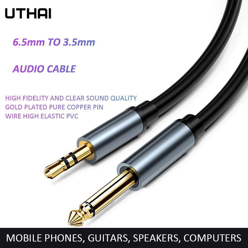 Cable adaptador UTHAI X545 de 3,5mm a 6,5mm, auxiliar AUX macho Mono conector estéreo audio para mezclar, amplificar, CD - imagen 5