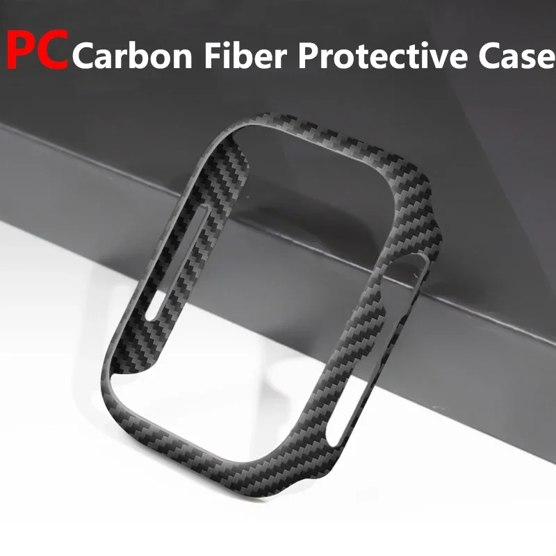 Cubierta dura protectora de fibra de carbono para Apple Watch, accesorios de 44mm, 45mm, 41mm, 40mm, no de vidrio para iwatch Series 9, 8, 7, 6, 5, 4, 3, SE - imagen 3