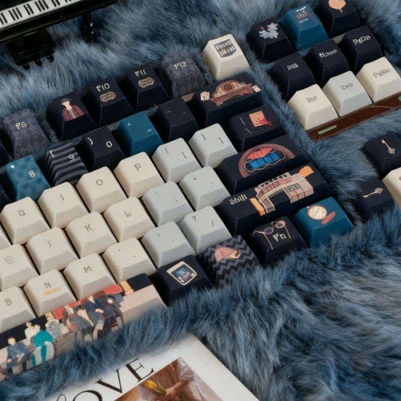 Juego de teclas reemplazables de estilo Retro PBT, perfil de cereza hecho en abanico, variedad sincera y desenganchar, periférico personalizado - imagen 5