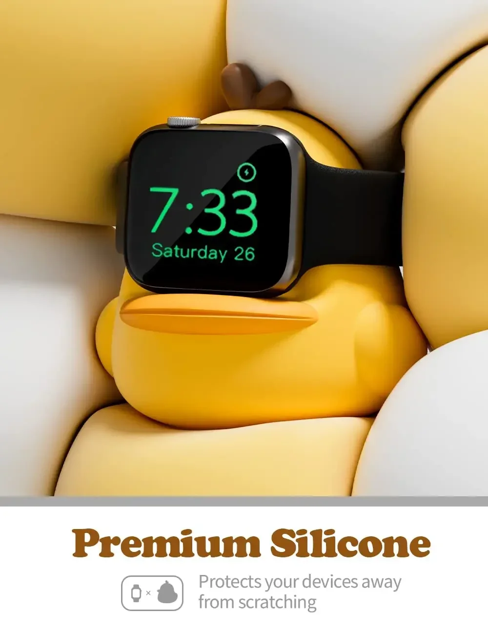 Lindo soporte de cargador para Apple Watch Series 49/45/44/42/41/40/38mm IWatch Ultra2/Ultra/9/8/SE2/7/6/SE/5/4/3/2/1 base de silicona - imagen 5