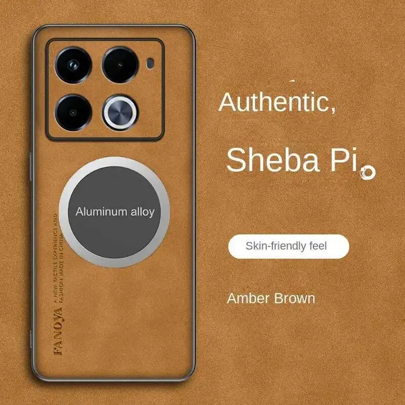 Funda de piel de oveja para Infinix Note 40 50 Pro 50s, funda protectora magnética para coche para hot 60 Note 50 Pro Plus - imagen 5