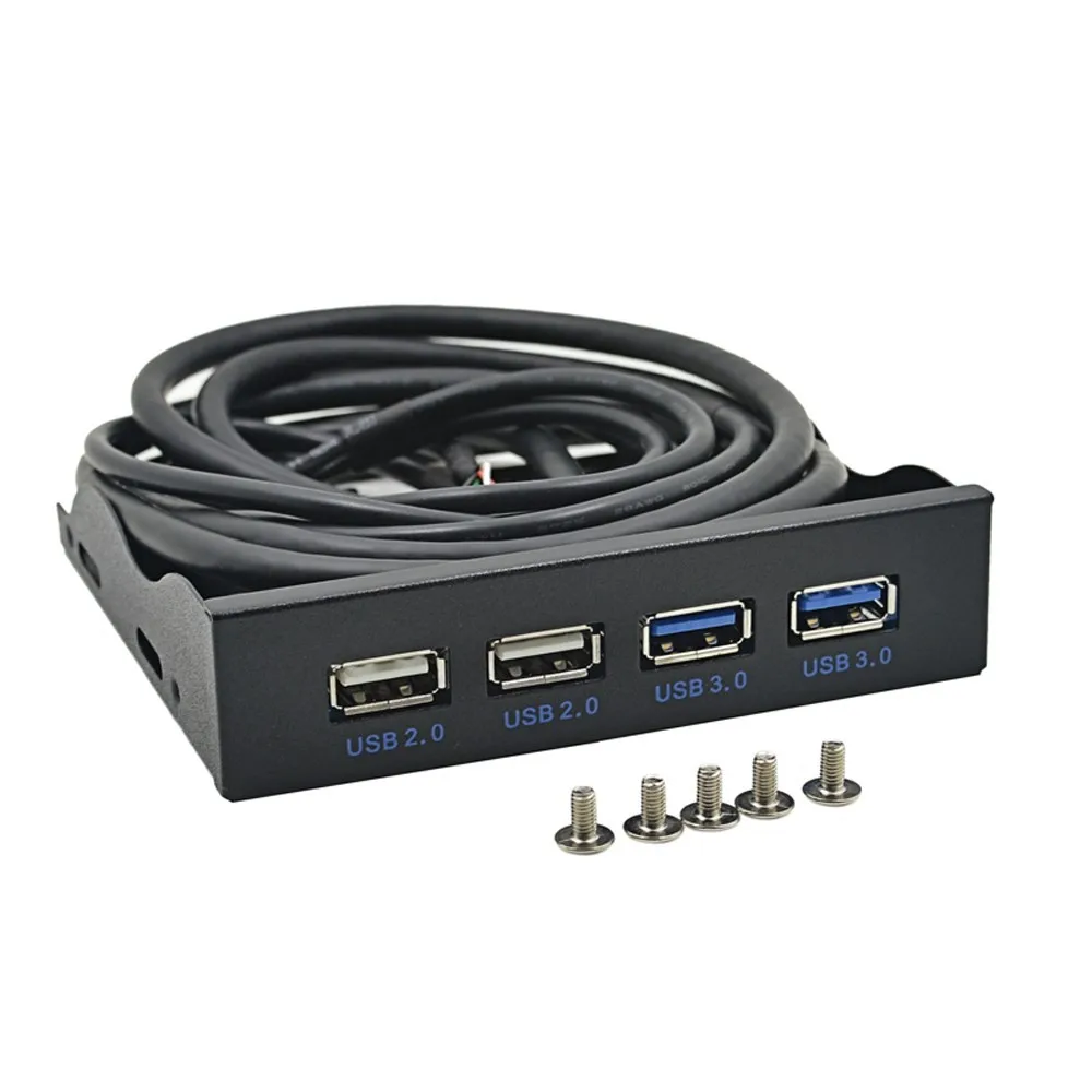 BTBcoin HUB USB 2,0 USB 3,0 Panel frontal de 4 puertos USB3.0 Hub Splitter adaptador de soporte combinado interno para escritorio Bahía de disquete de 3,5 pulgadas