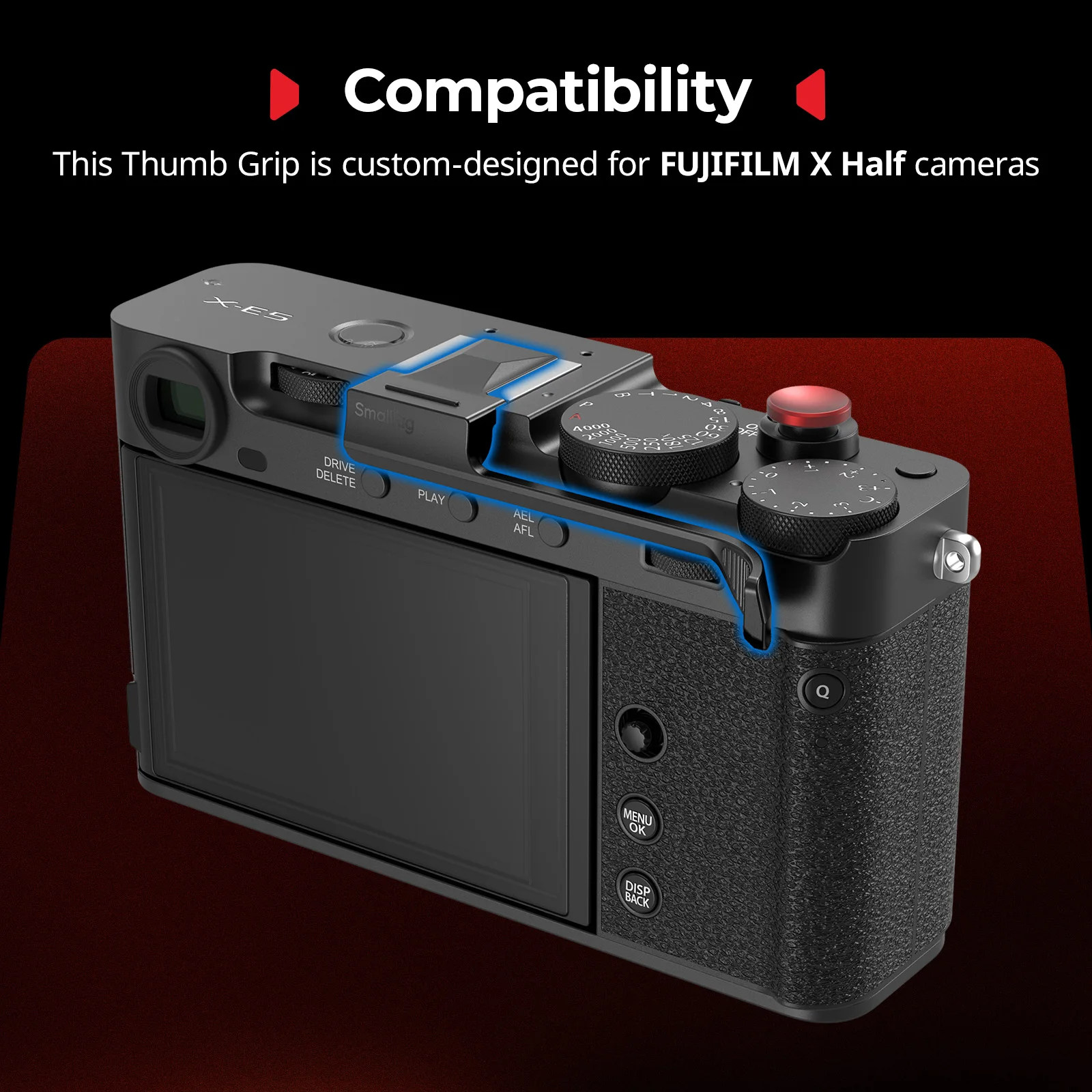 Empuñadura de pulgar SmallRig X-E5 para FUJIFILM X-E5 plateada/negra con botón disparador, mejora el agarre, accesorios para cámaras de seguridad - imagen 3