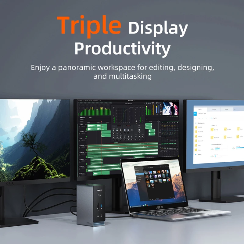 CABLETIME-estación de acoplamiento USB C 16 en 1, carcasa SSD M.2 compatible con HDMI 4K, Ethernet, 100W, PD, Hub, estación de trabajo SD/TF - imagen 4