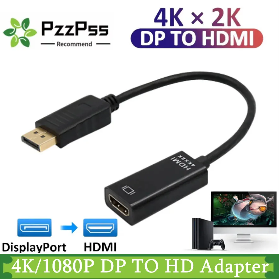 Convertidor adaptador DP a HDMI 4K 1080P macho a hembra DisplayPort a HDMI Cable adaptador de Audio y vídeo Compatible para PC TV portátil - imagen 2