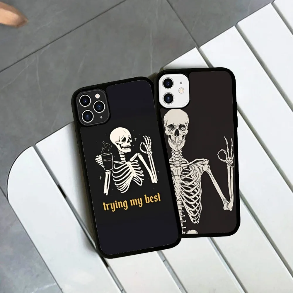 Esqueleto Bro cráneo funda de teléfono de silicona PC + TPU para IPhone 11 12 13 14 15 16 Plus Pro Max cubierta - imagen 5