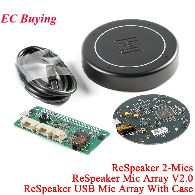 Seeed ReSpeaker-matriz de micrófono USB V2.0, 2 micrófonos de campo lejano, placa de desarrollo de reconocimiento de voz inteligente, acústica
