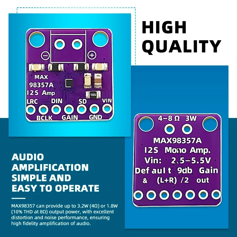 5 uds Max98357 I2S 3W amplificador Clase D interfaz de ruptura módulo decodificador Dac placa de Audio sin filtro para Raspberry Pi Esp32 - imagen 2