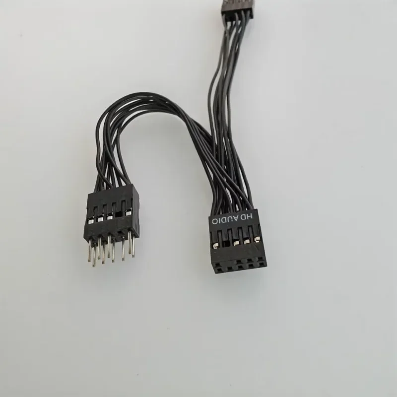 Cable de extensión de placa base de computadora Audio HD AAFP 9Pin 1 hembra a 2 macho Y divisor negro 10cm - imagen 4