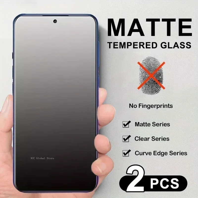 2 uds cubierta completa de vidrio templado mate para Xiaomi 14 13T Pro 12 11T Protector de pantalla para Redmi Note 13 12 Pro Plus película protectora - imagen 2