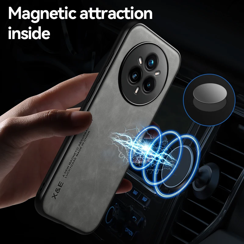 Funda de cuero de lujo para Realme 14 Pro / Realme 14 Pro Plus / Realme 14, funda con soporte de placa de Metal, funda para coche, Fundas - imagen 5