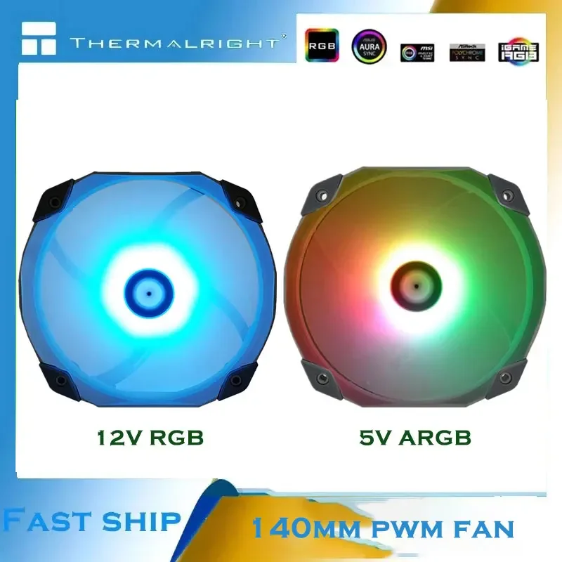Termalright-ventilador PWM de 14cm y 12V/5V RGB, refrigeración de carcasa de ordenador, 12cm, orificio de montaje de 1500 RPM, 77,8 CFM, volumen de viento silencioso y grande, TL-D14