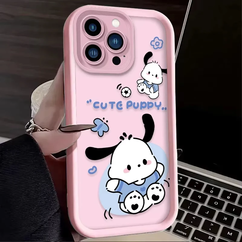 Funda de teléfono bonita Pochacco Hello Kitty para iPhone 16e 16 15 14 13 12 11 Pro Max XS Max XR 7 8 Plus, funda trasera de silicona a prueba de golpes - imagen 3