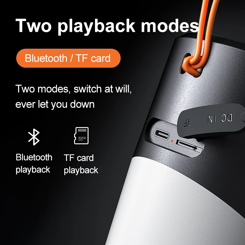 Caja de sonido con lámpara RGB para exteriores, altavoz envolvente estéreo portátil TWS con Bluetooth, Subwoofer resistente al agua IPX5, compatible con tarjeta Tf, reproductor de música - imagen 4