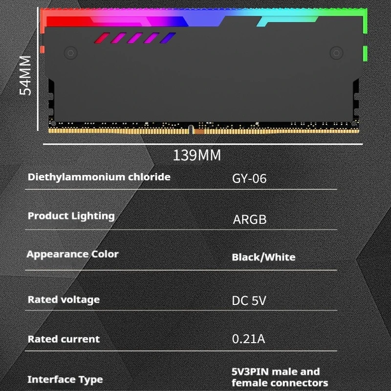 TEUCER Chaleco de enfriamiento de memoria ARGB Disipador de calor Kit de enfriamiento de RAM Adecuado para memoria de computadora de escritorio de PC - imagen 2