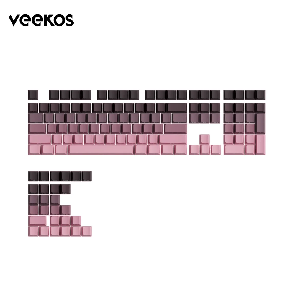 Conjunto de teclas con gradiente lateral impreso con perfil de cereza, PBT, teclas de 136 de doble disparo para interruptores MX, Teclado mecánico para jugadores