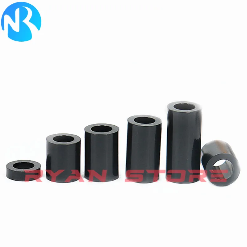 Caja de 200 Uds M3 M4 negro ABS Nylon M3.2 M4.2 columna de aislamiento de plástico espaciador sin rosca Kit surtido de separación hueca arandela - imagen 2