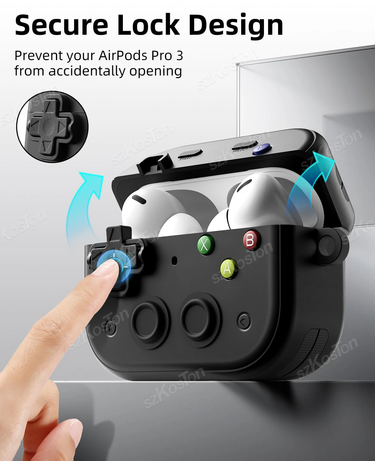 Hard Shell Game Console Design for AirPods Pro 3 Case with Secure Lock Clip Protective Cover for AirPod Pro 3 Accessories - imagen 2