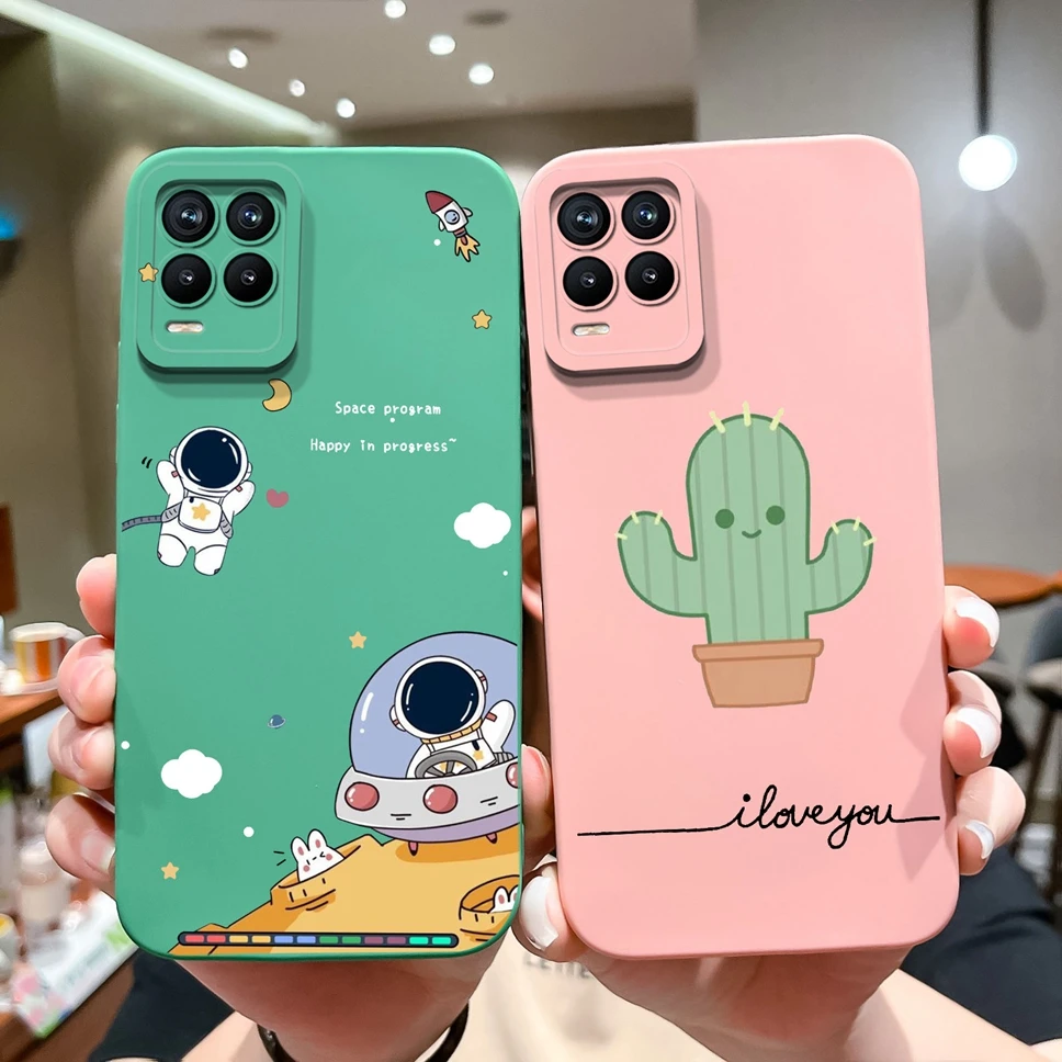 Fundas para Realme 8 Pro 4G, carcasa de silicona líquida suave con patrón de astronauta de dibujos animados, para Realme8 8Pro - imagen 2