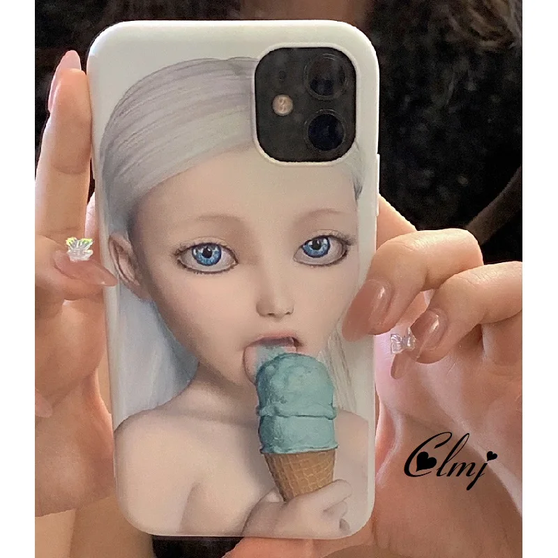Clmj Cool Girl Punk Y2K funda de teléfono para iPhone 16 15 14 13 12 11 Pro Max XS XR XSMax 6 7 8 Plus Ins regalo 2024 cubierta HD brillante