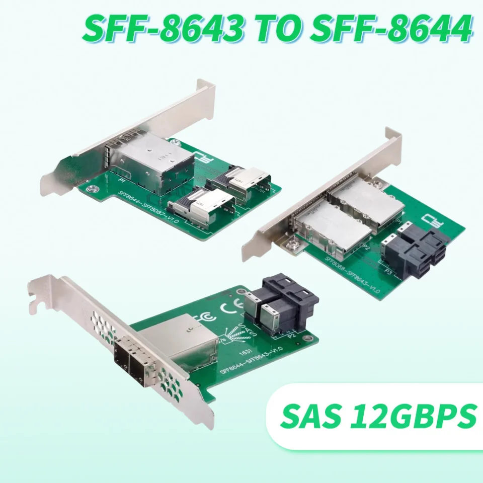 2025 NUEVA tarjeta adaptadora interna a externa de puertos dobles SFF-8643 8087 SF-8088 SFF-8644 Mini SAS HD 36P 12Gbps